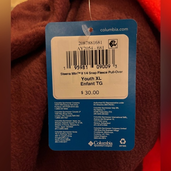 NWT Columbia Kids' Steens Mtn™ II Quarter Snap Fleece Pullover sz XL - Picture 5 of 6